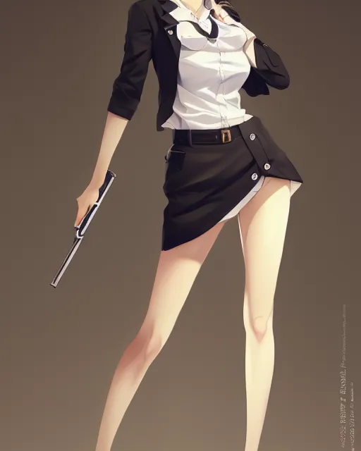 Image similar to full body shot of a beautiful waitress woman in work attire, art by saruei and guweiz and ilya kuvshinov, digital art, highly detailed, intricate, sharp focus, trending on artstation hq, deviantart, pinterest, unreal engine 5, 4 k uhd image