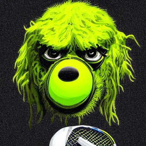 Image similar to a Marshall Snoop Dogg tennis ball monster, tennis ball, chalk, digital art, fantasy, magic, trending on artstation, ultra detailed, professional illustration by Basil Gogos