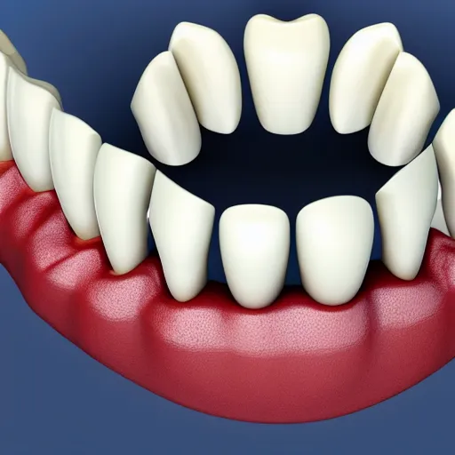 Image similar to poorly rendered 3 d set of teeth