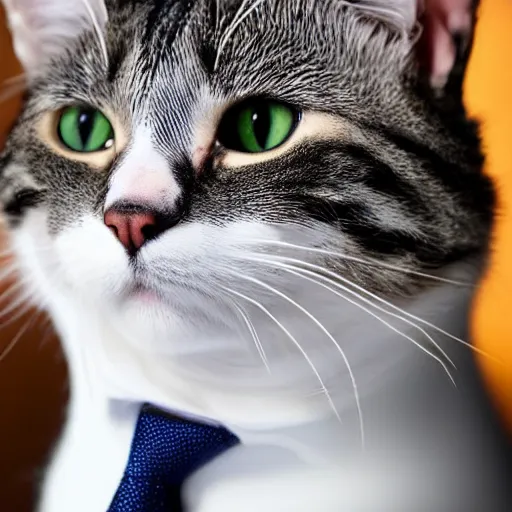 Image similar to a high detail shot of a cat wearing a suit realism 8k