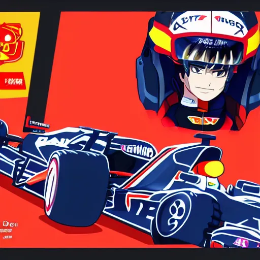 Image similar to Max Verstappen as an anime character, 8k detailed, trending on artstation