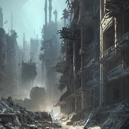 Image similar to post-apocalyptic desert city Los Angeles, concept art, by greg rutkowski, by Gustave Dore