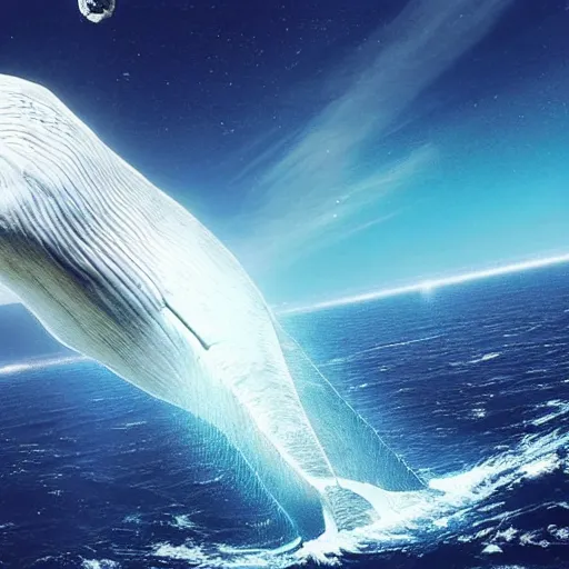 Prompt: A gigantic blue whale floating in space, Earth in the background - n 6