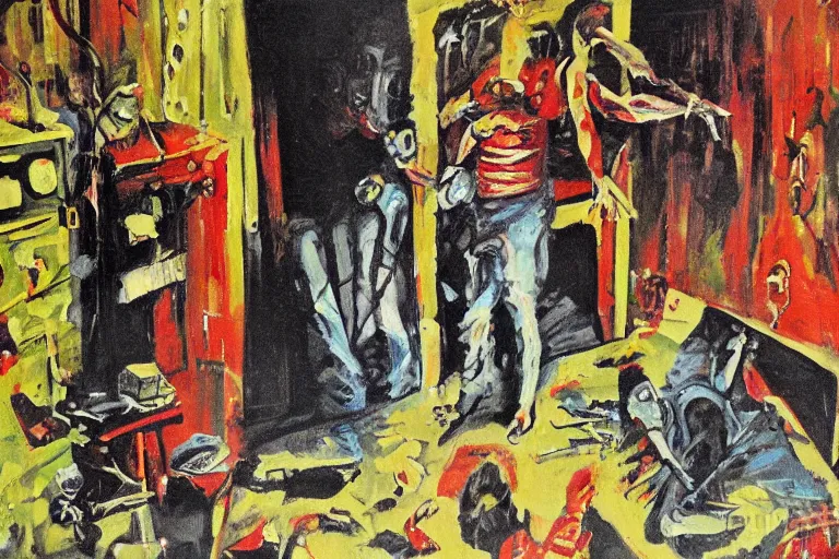 Image similar to mad horror painting of Missing 411 anomaly