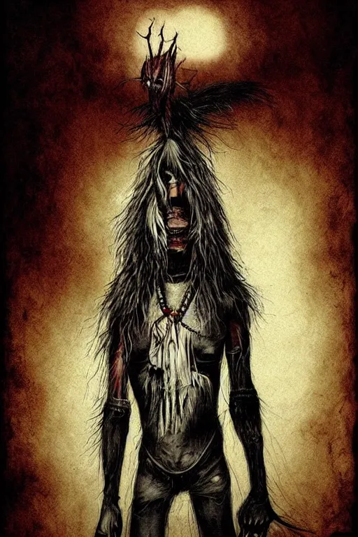 Image similar to mad native american skinwalker artwork by ben templesmith