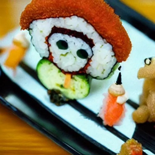 Prompt: cute, cryptozoological sushi creature