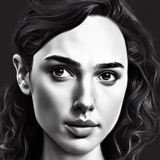 Prompt: a beautiful portrait of gal gadot by Karmen loh and, detailed, proportional, trending on art station, 4k