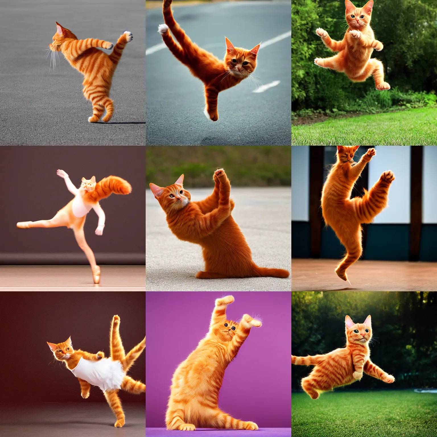 Prompt: ginger cat doing ballet, photograph, award winning