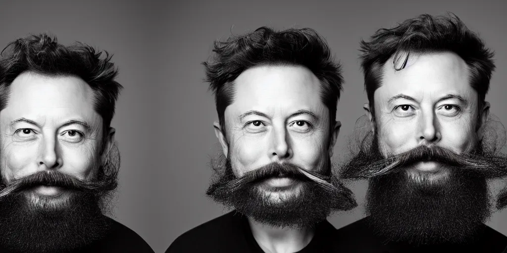 Image similar to toddler elon musk with long mustache and epic beard, 5 0 mm, studio lighting