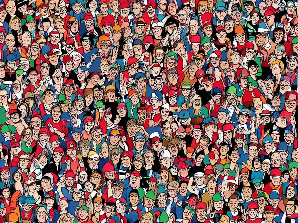 Image similar to a'where's wally'illustration based in a rock concert crowd,