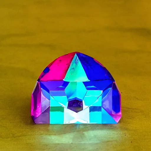 Prompt: rainbow crystal in the shape of a hamster 8k