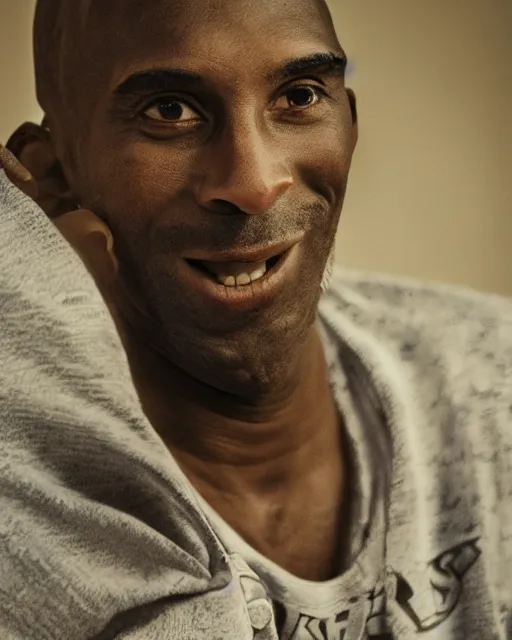 Image similar to portrait of kobe bryant, wrinkled, 7 0 years old, wearing lakers jersey, photography by steve mccurry, trending on artstation