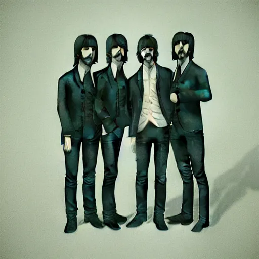 Image similar to The Beatles, Daguerreotype, 1852, rendered in octane, rendered in vray, rendered in Arnold, insanely detailed, photorealistic, cinematic, global illumination