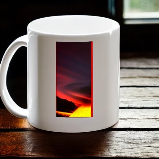 Prompt: award-winning photo of a mug made of pure energy