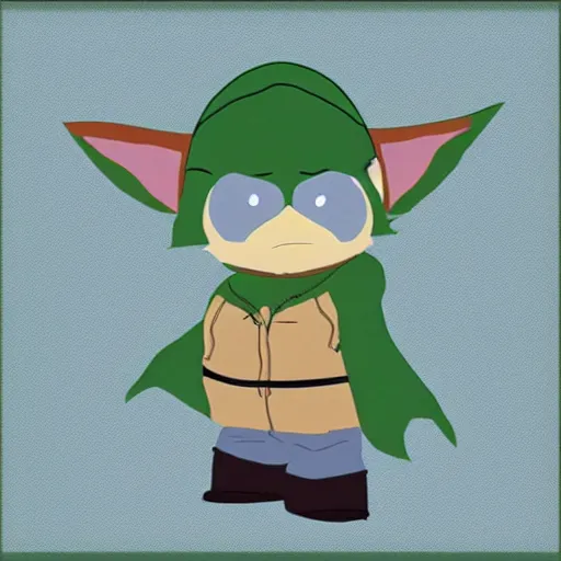 Prompt: baby yoda as a southpark character