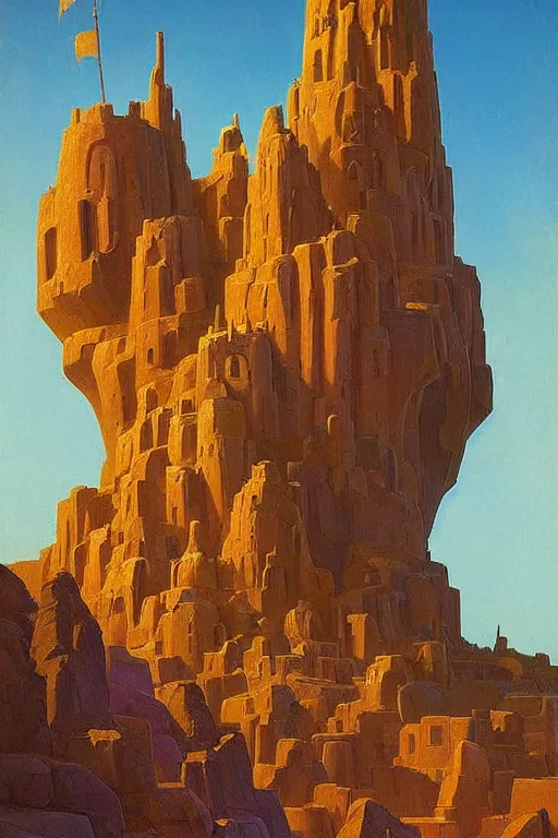 Image similar to the painted tower of the sun queen, by Sylvain Sarrailh and Nicholas Roerich and jean delville and Tyler Edlin and William Dyce, dramatic cinematic lighting , beautiful garden, ornate carved architecture, smooth, sharp focus, extremely detailed