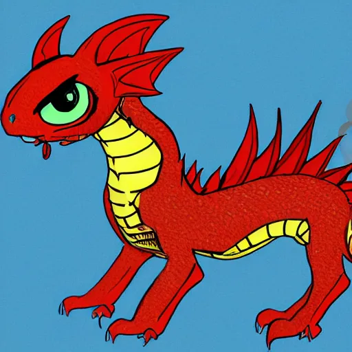 Prompt: Illustration of a plushie red dragon