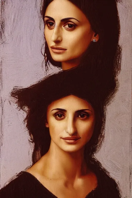 Prompt: oil painting, portrait of penelope cruz, artwork by leonardo da vinci