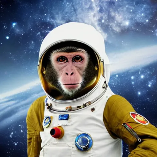 Image similar to high quality photo of a monkey astronaut