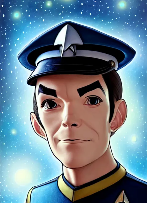 Image similar to cute star trek officer george harrison, natural lighting, path traced, highly detailed, high quality, digital painting, by don bluth and ross tran and studio ghibli and alphonse mucha, artgerm