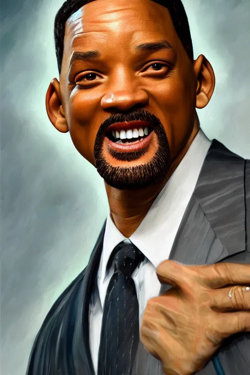 Image similar to Will Smith as a Simpson, oil on canvas, intricate, portrait, 8k highly professionally detailed, HDR, CGsociety