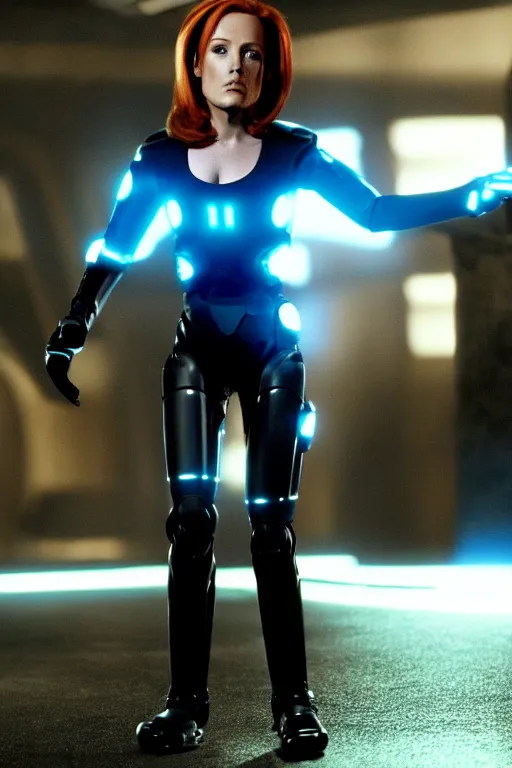 Prompt: dana scully in tron : evolution ( 2 0 1 0 )