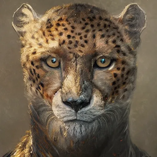 Prompt: a beautfiul award winning commission portrait of an anthro albino cheetah wearing diamond victorian armour,digital art,art by greg rutkowski,character design by charles bowater,photorealistic,ross tran,hyperdetailed,detailed face,fascinating,2021,western comic style