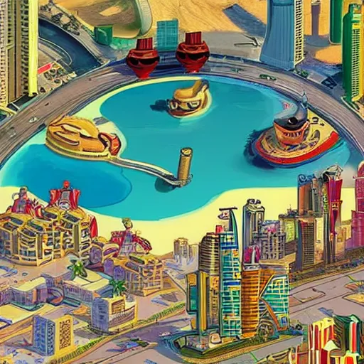 Image similar to gta : dubai by dr. seuss