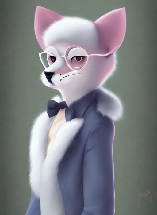 Image similar to sophisticated, adorable, brilliant, elegant, pastel texture, matte painting, sophisticated, cutest fuzzy furry portrait of an anthropomorphic cartoon fursona, trending on pixiv