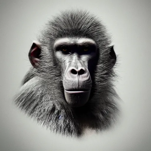 Image similar to hyperrealistic dslr film still of arnold schwarzenegger disguised as ( ( baboon ) ), stunning 8 k octane comprehensive 3 d render, inspired by istvan sandorfi & greg rutkowski & unreal engine, perfect symmetry, dim volumetric cinematic lighting, extremely hyper - detailed, incredibly real lifelike attributes & flesh texture, intricate, masterpiece, artstation, stunning