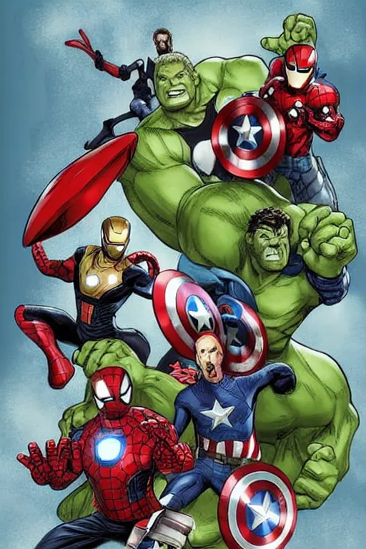 Image similar to marvel avengers trapped in a giant pickle jar, concept art