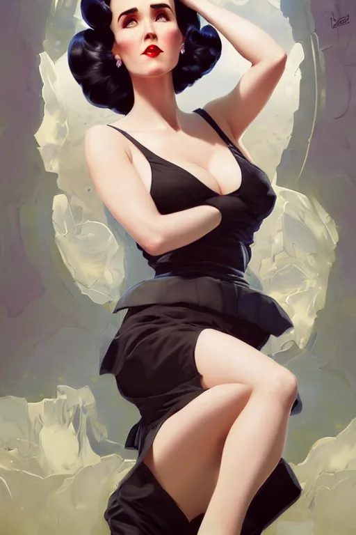 Image similar to a pin up and beautiful fashion charming dreamlke jennifer connelly, symmetrical face symmetrical eyes, character art, art by artgerm lau and wlop and and ilya kuvshinov and john singer sargent, hyperdetailed, 8 k realistic, symmetrical, frostbite 3 engine, cryengine, dof, trending on artstation, digital art