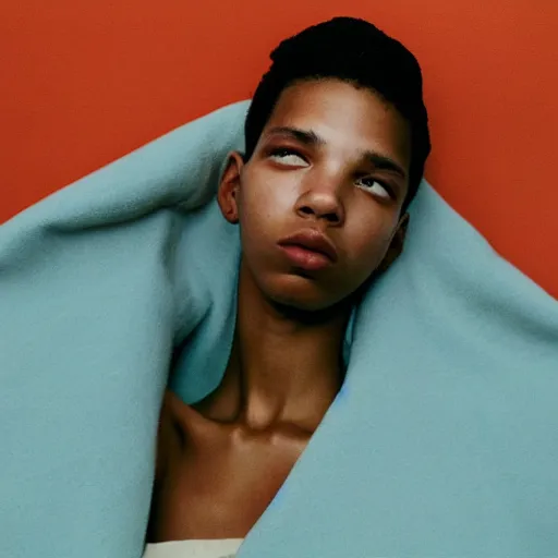 Image similar to realistic photoshooting for a new balenciaga lookbook, color film photography, portrait of a beautiful woman, closeup portrait, by photo in style of tyler mitchell, wes anderson, julia hetta, tim walker, petra collins, 3 5 mm,