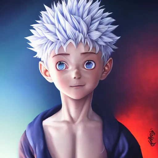 Image similar to an oil painting of a killua zoldyck, by artgerm, hd, hdr, ue 5, ue 6, unreal engine 5, cinematic 4 k wallpaper, 8 k, ultra detailed, high resolution, artstation, award winning