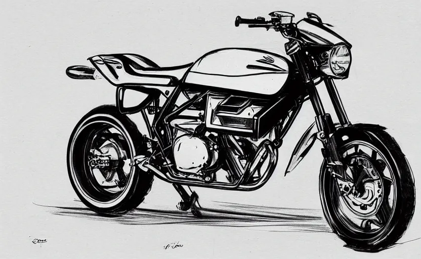 Prompt: 1 9 7 0 s suzuki sports motorcycle concept, sketch, art,