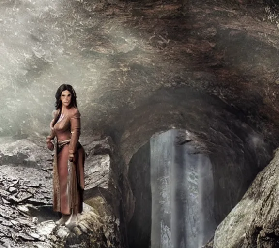 Image similar to a movie still of kim kardashian in the movie the hobbit