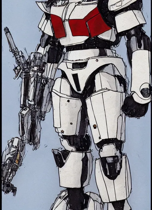 Image similar to sylvester stallone in gundam armor by kaethe butcher and moebius, details