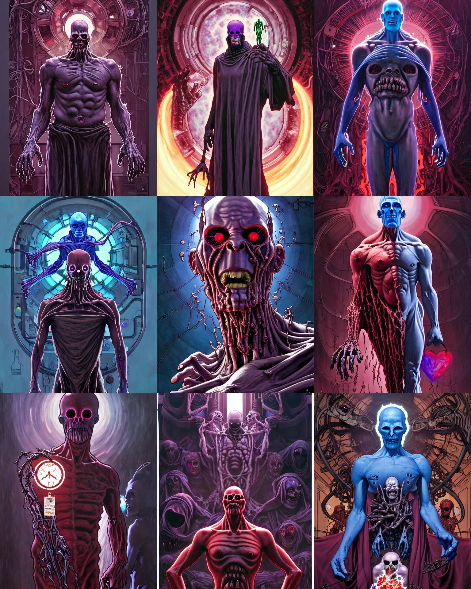 Prompt: the platonic ideal of love death and robots of cletus kasady ultimate carnage thanos dementor doctor manhattan chtulu nazgul, detailed, intricate, hyperrealism, intense, scary, decay, dmt, art by brock hofer and artgerm and greg rutkowski and alphonse mucha