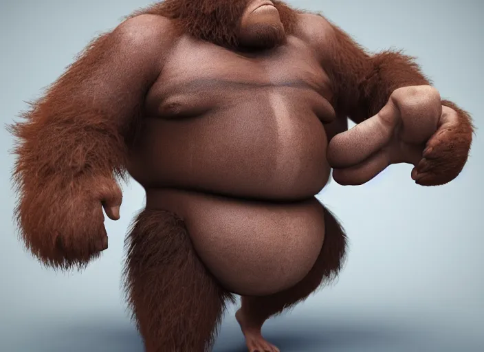 Image similar to extremely intimidating angry tough looking sumo wrestler orangutan. japanese warrior character, scary, gruffness, interesting 3 d character concept by square enix, in the style of league of legends, hyper detailed, cinematic, final fantasy, character concept, ray tracing, fur details, portly, maya, c 4 d, artstation