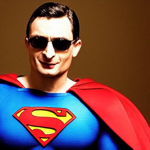Image similar to “Superman but played by Tim Robinson”