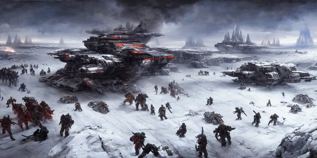 Prompt: the battle of hoth painted by jan matejko and grzegorz rutkowski. oil on canvas, sharp focus, cinematic atmosphere, detailed and intricate, perfect anatomy, detailed and intricate environment and characters