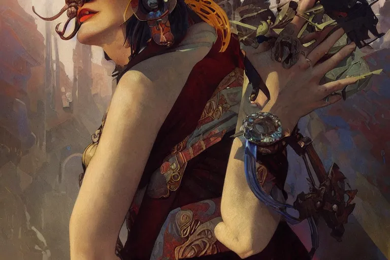 Prompt: combination 1930s ancient mage, highly detailed, digital painting, artstation, concept art, sharp focus, illustration, art by artgerm and greg rutkowski and alphonse mucha