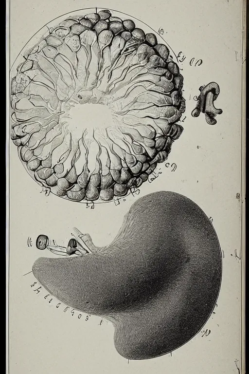 Prompt: 1 9 th century scientific plate illustration of clicker - from - the - last - of - us