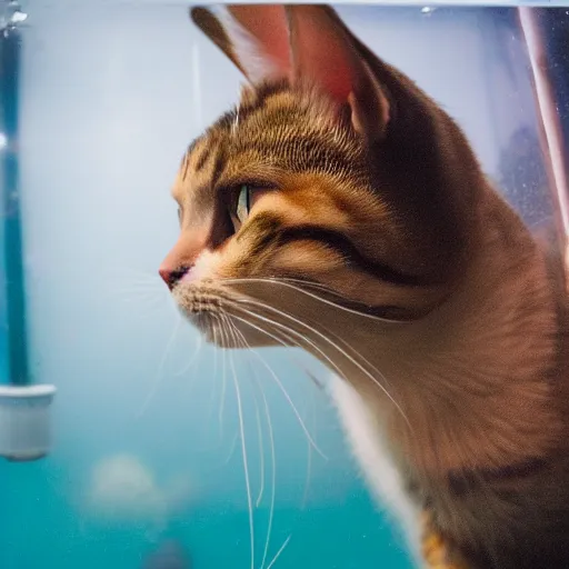 Prompt: a cat in a fishtank, dslr 1 5 mm