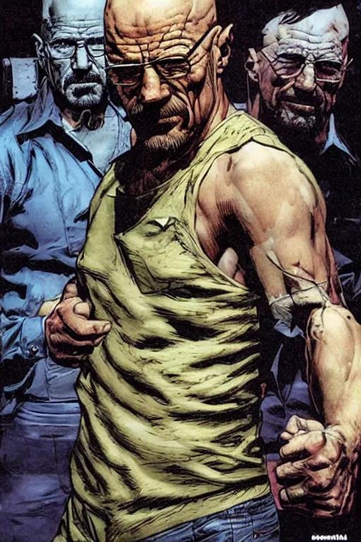 Image similar to character art by mike deodato, walter white, absolute chad