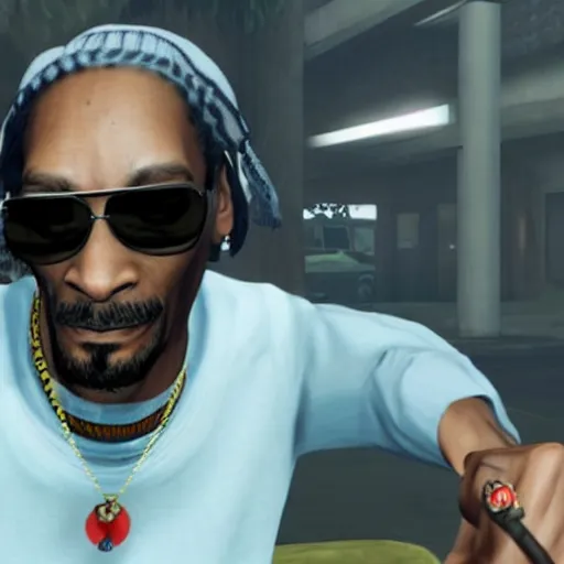 Prompt: still of snoop dogg smoking a blunt in gta v