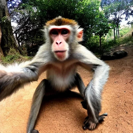 Image similar to selfie of a monkey giving thumbs up