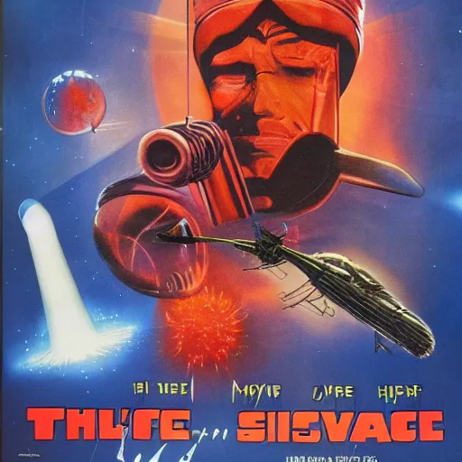 Prompt: movie poster of a scifi film from 1970's