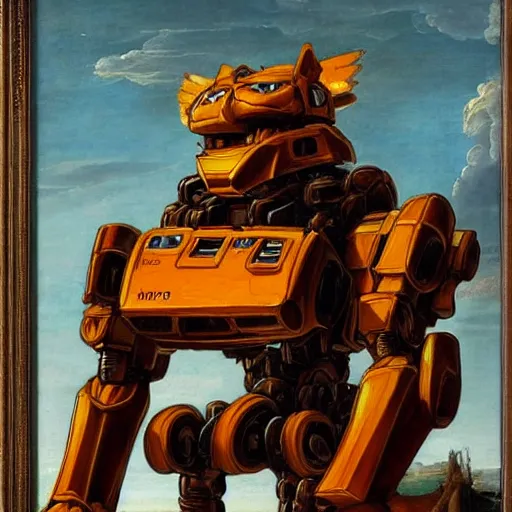 Prompt: a mecha garfield, 1 7 0 0 renaissance painting