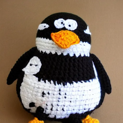 Image similar to crocheted penguin doll,